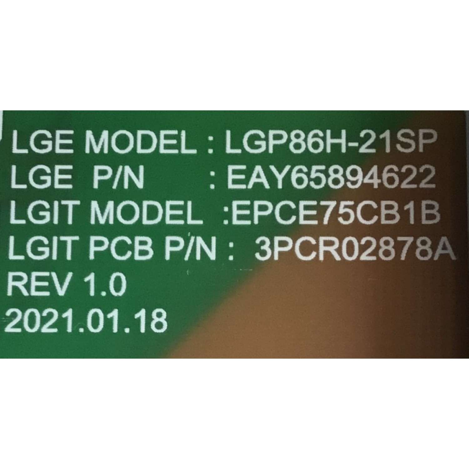 SUP FUENTE PARA TV LG / NUMERO DE PARTE EAY65894622 / EPCE75CB1B / LGP86H-21SP / 3PCR02878A / LM34H658946220025(1.0) / PANEL NC860DZD-ABKH1 / MODELO 86QNED99UPA - Imagen 2